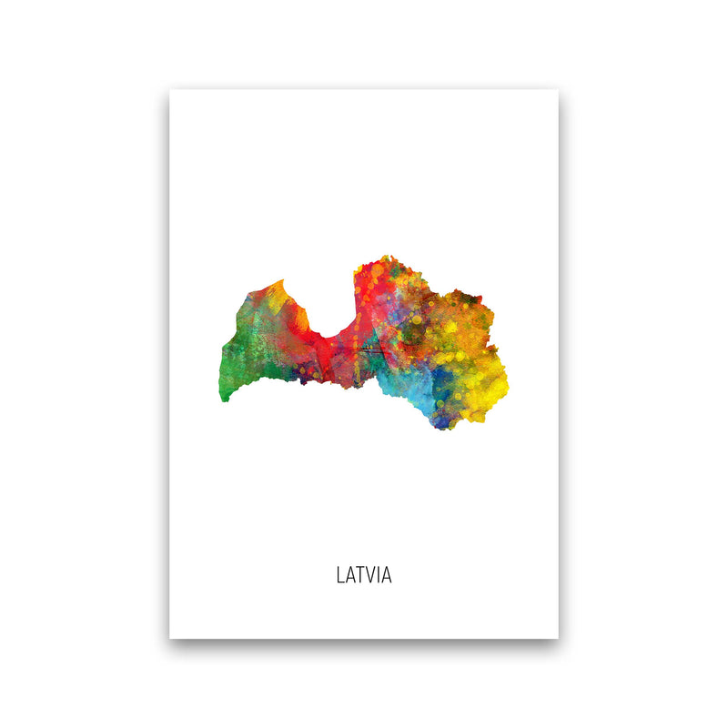 Latvia Watercolour Map Art Print by Michael Tompsett Print Only