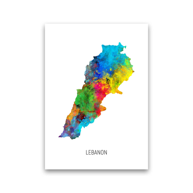 Lebanon Watercolour Map Art Print by Michael Tompsett Print Only