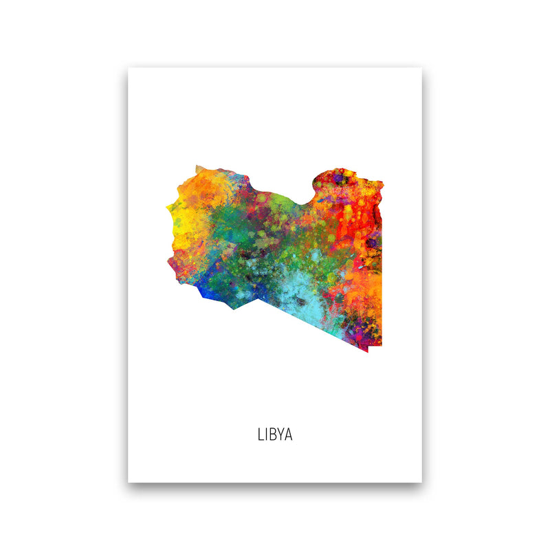 Libya Watercolour Map Art Print by Michael Tompsett Print Only