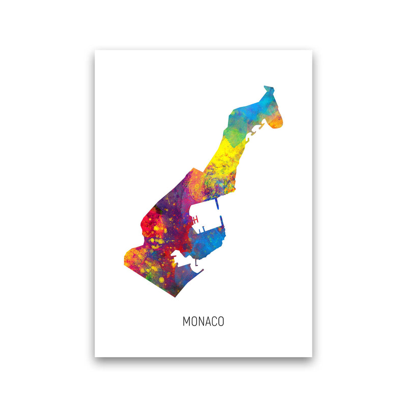 Monaco Watercolour Map Art Print by Michael Tompsett Print Only