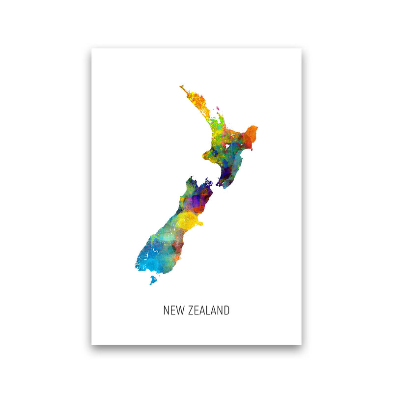 New Zealand Watercolour Map Art Print by Michael Tompsett Print Only