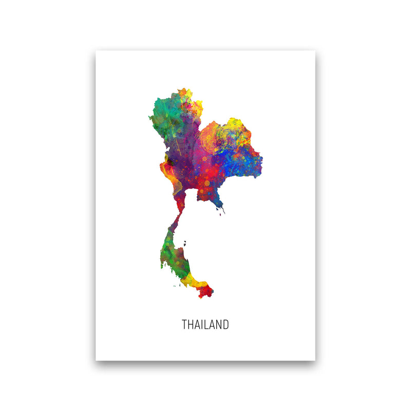 Thailand Watercolour Map Art Print by Michael Tompsett Print Only