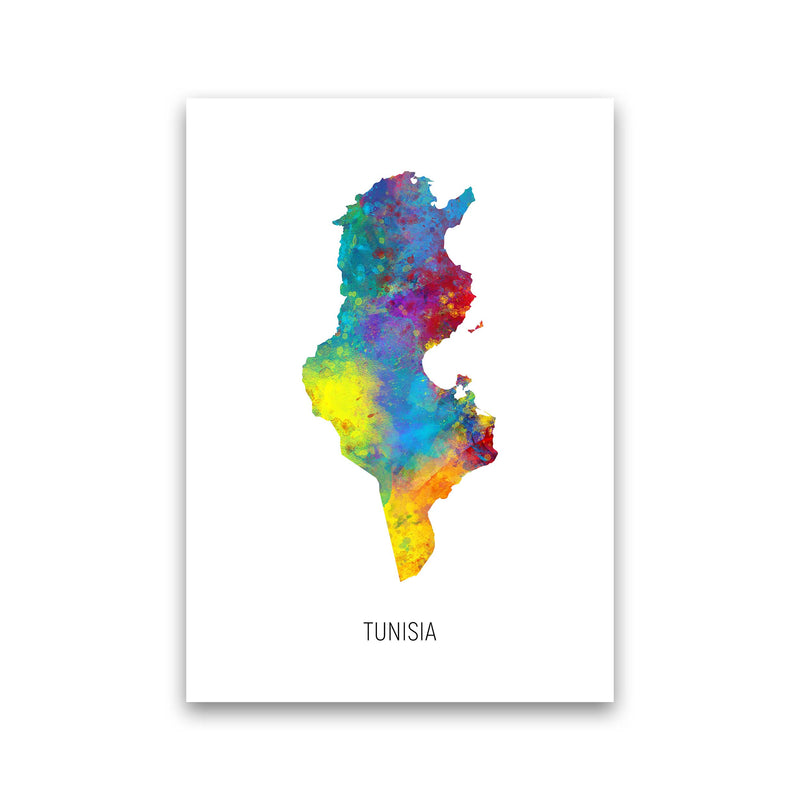 Tunisia Watercolour Map Art Print by Michael Tompsett Print Only