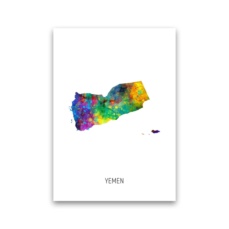 Yemen Watercolour Map Art Print by Michael Tompsett Print Only