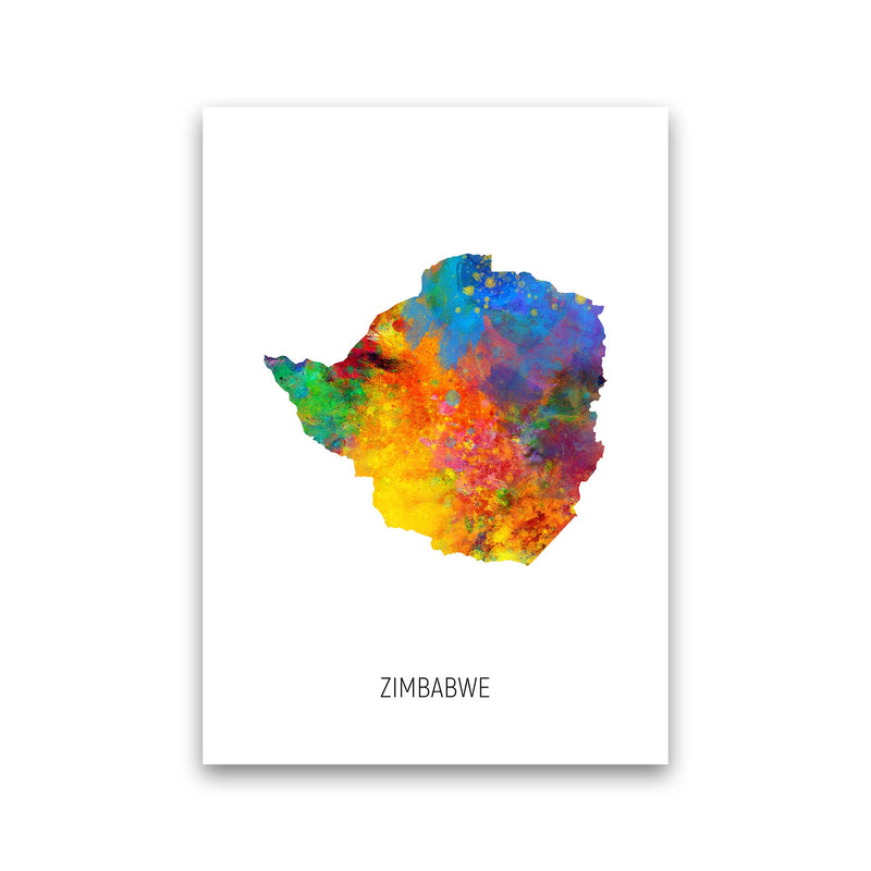Zimbabwe Watercolour Map Art Print by Michael Tompsett Print Only