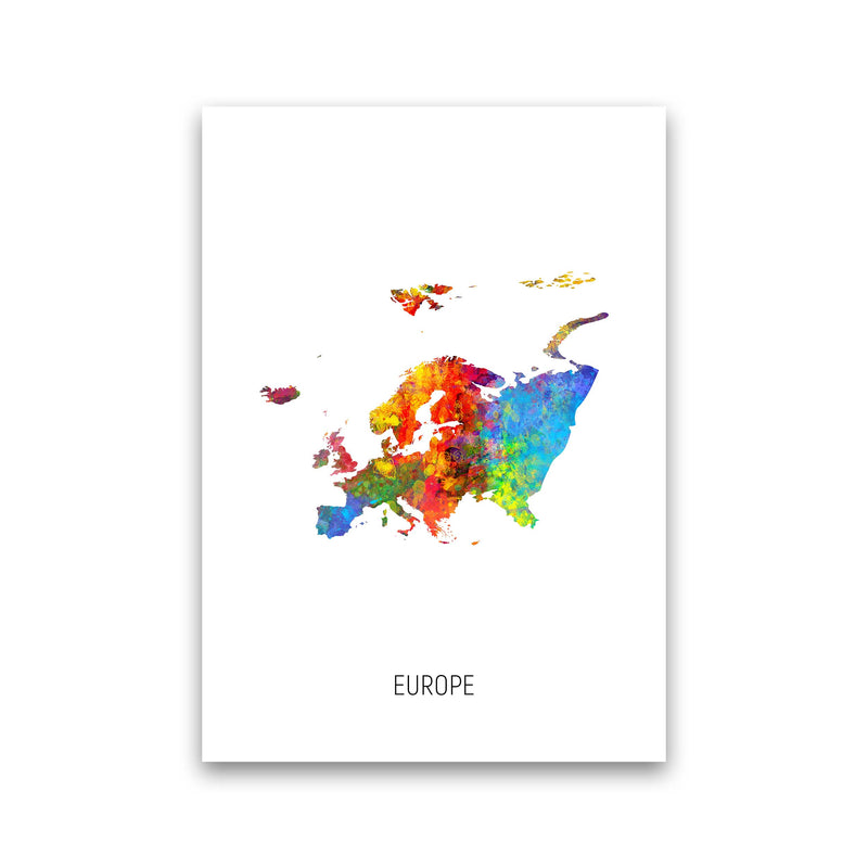 Europe Watercolour Map Art Print by Michael Tompsett Print Only