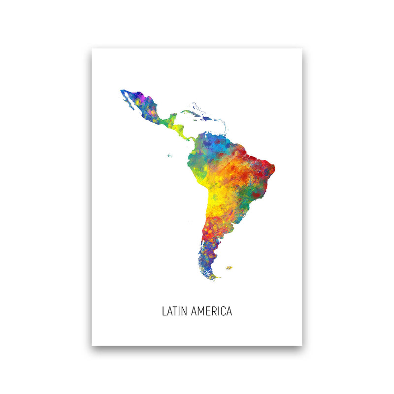 Latin America Watercolour Map Art Print by Michael Tompsett Print Only
