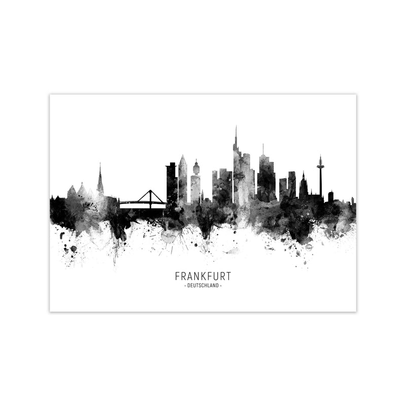 Frankfurt Germany Skyline Black White City Name  by Michael Tompsett Print Only