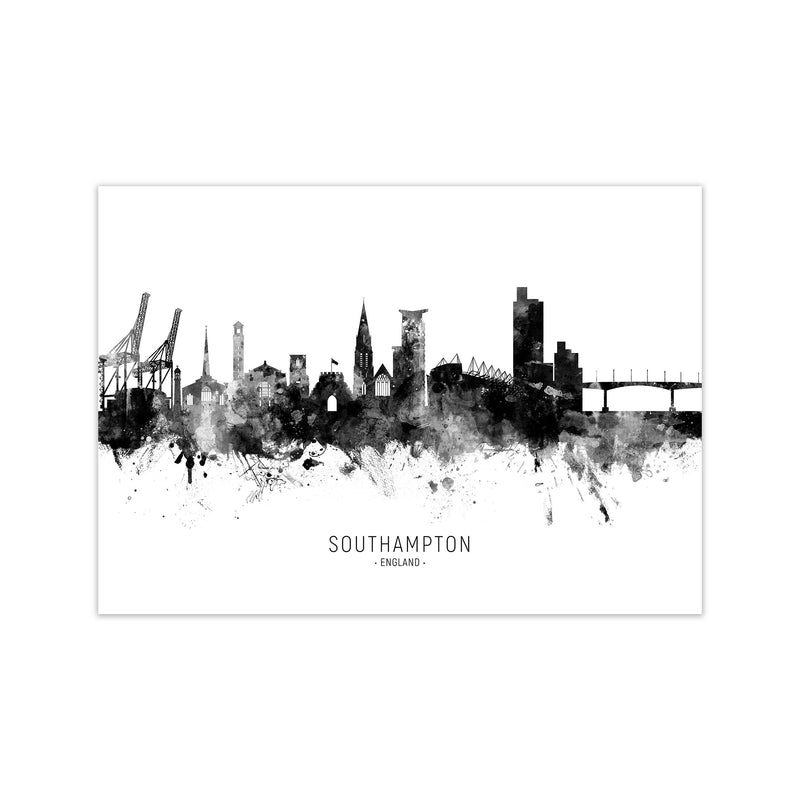 Southampton England Skyline Black White City Name  by Michael Tompsett Print Only