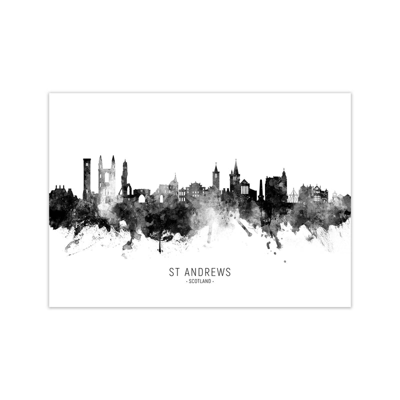 St Andrews Scotland Skyline Black White City Name  by Michael Tompsett Print Only