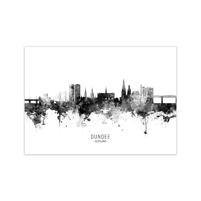 Dundee Scotland Skyline Black White City Name  by Michael Tompsett Print Only