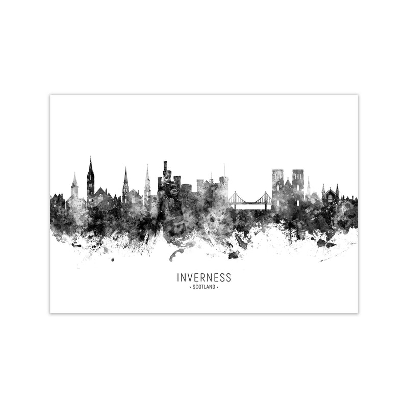 Inverness Scotland Skyline Black White City Name  by Michael Tompsett Print Only
