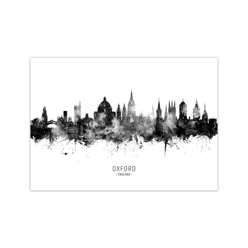 Oxford England Skyline Black White City Name  by Michael Tompsett Print Only