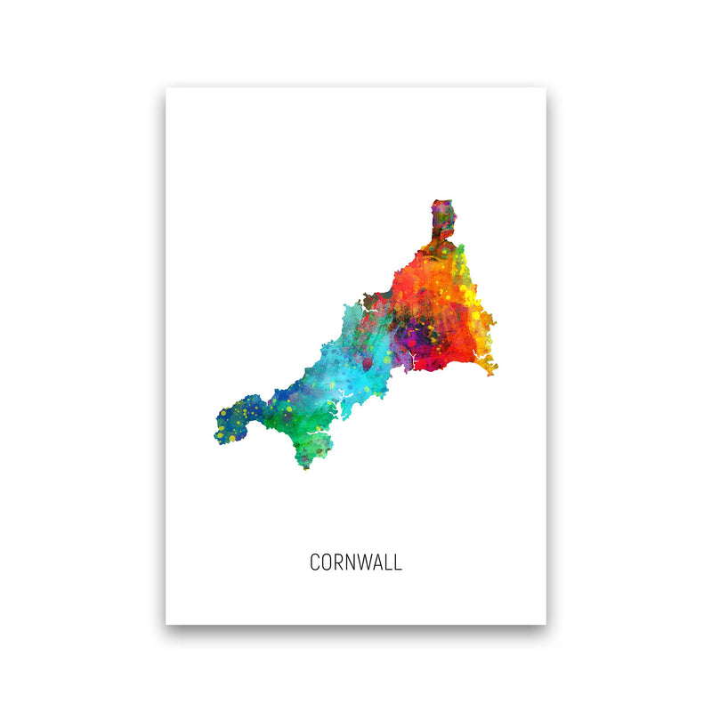 Cornwall Watercolour Map Art Print by Michael Tompsett Print Only