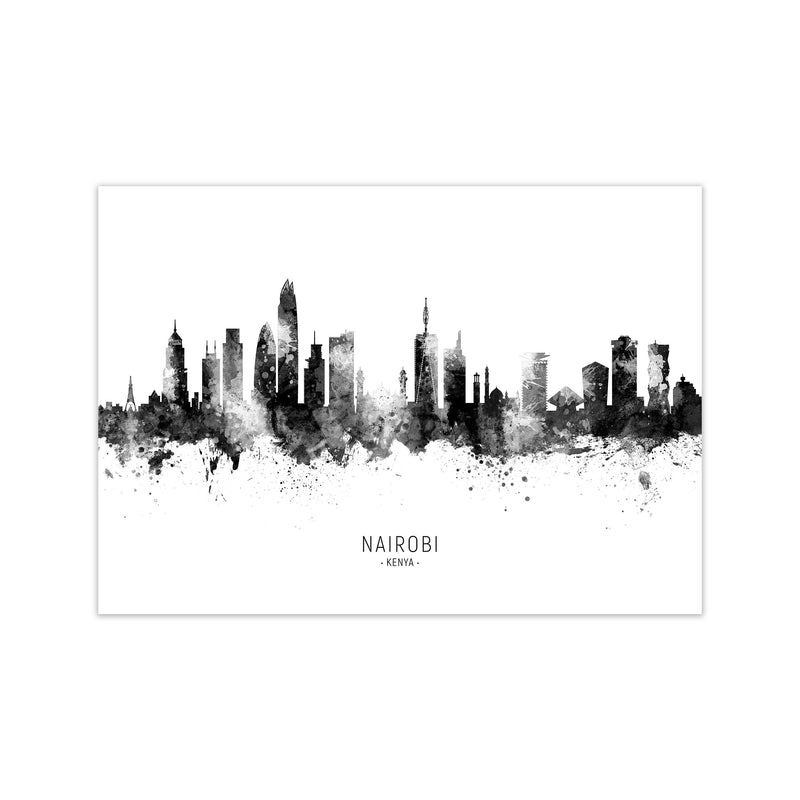 Nairobi Kenya Skyline Black White City Name  by Michael Tompsett Print Only