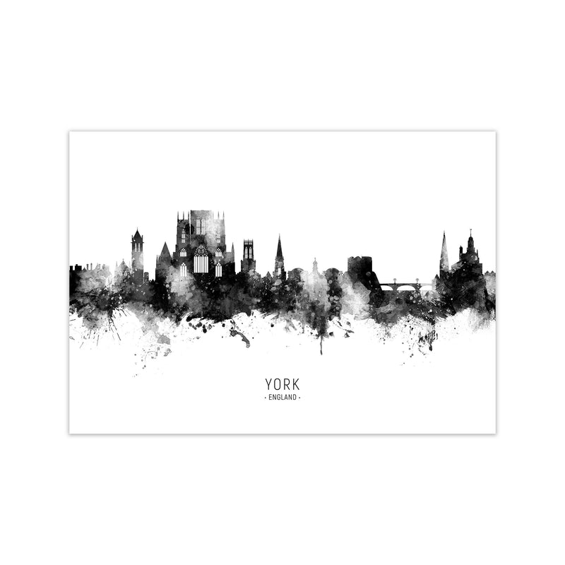 York England Skyline Black White City Name  by Michael Tompsett Print Only