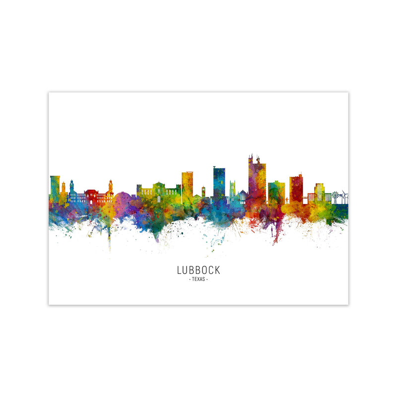 Lubbock Texas Skyline Art Print by Michael Tompsett Print Only