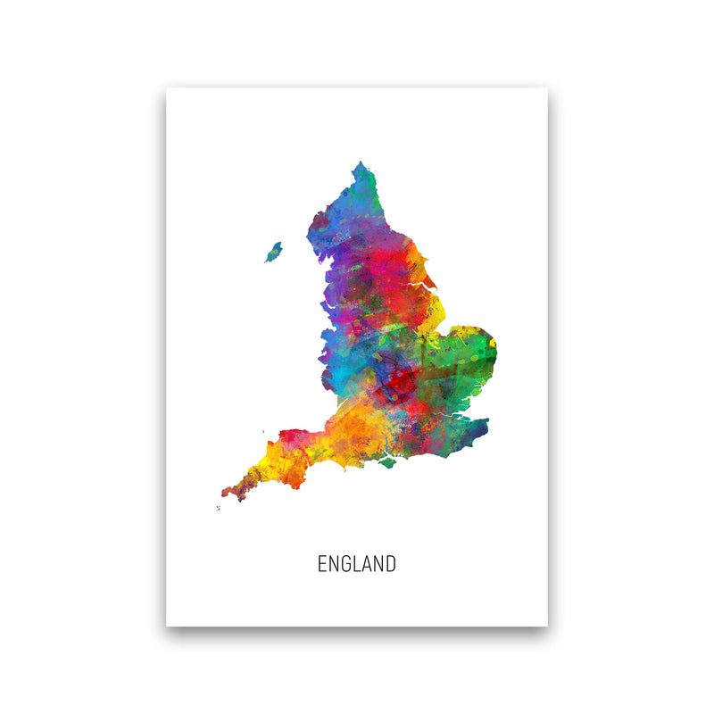 England Watercolour Map Art Print by Michael Tompsett Print Only