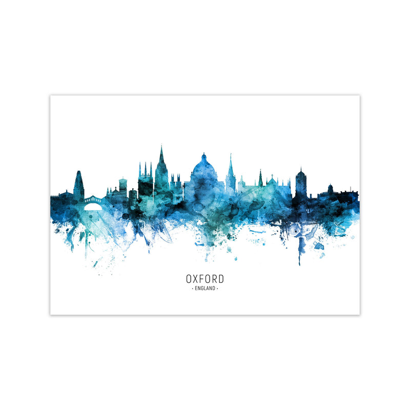 Oxford England Skyline Blue City Name  by Michael Tompsett Print Only