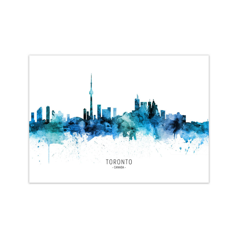 Toronto Canada Skyline Blue City Name  by Michael Tompsett Print Only