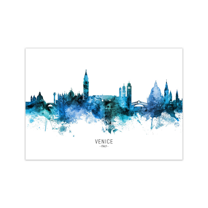 Venice Italy Skyline Blue City Name Print by Michael Tompsett Print Only