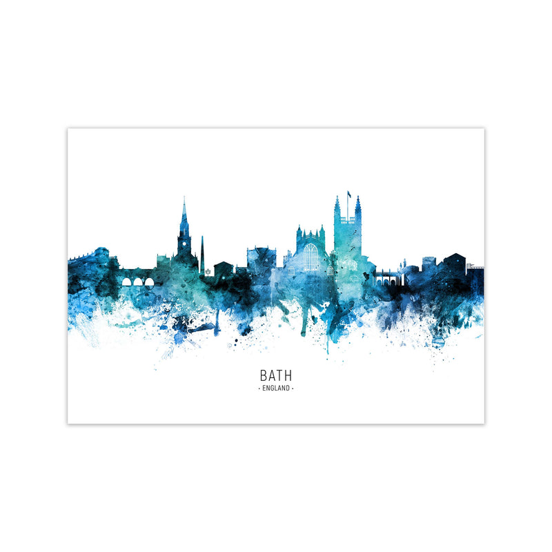 Bath England Skyline Blue City Name Print by Michael Tompsett Print Only