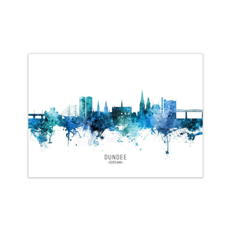 Dundee Scotland Skyline Blue City Name  by Michael Tompsett Print Only