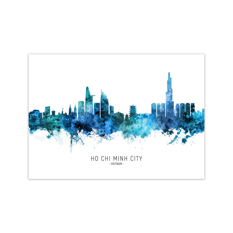 Ho Chi Minh City Vietnam Skyline Blue City Name  by Michael Tompsett Print Only