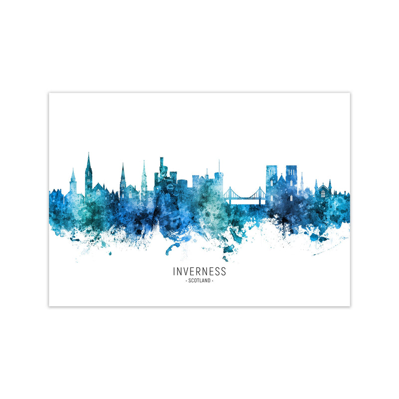 Inverness Scotland Skyline Blue City Name  by Michael Tompsett Print Only