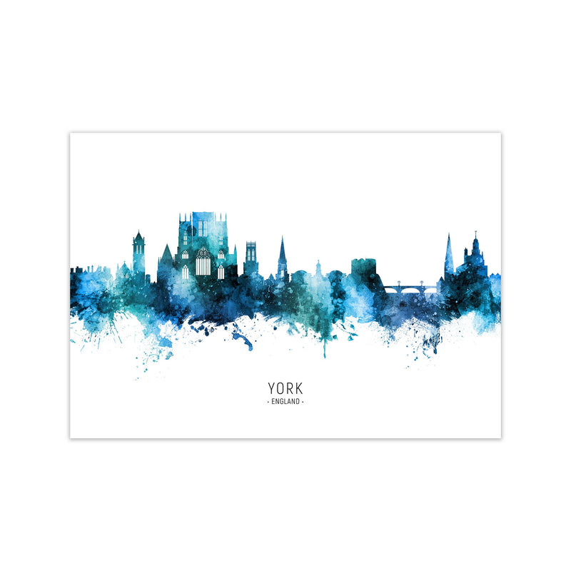 York England Skyline Blue City Name Print by Michael Tompsett Print Only