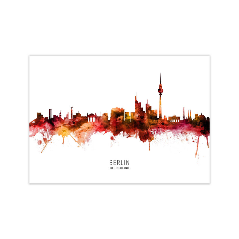 Berlin Deutschland Skyline Red City Name  by Michael Tompsett Print Only