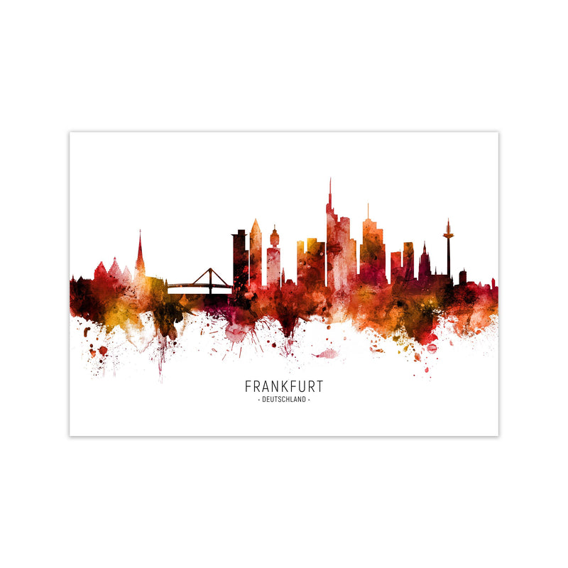 Frankfurt Deutschland Skyline Red City Name  by Michael Tompsett Print Only