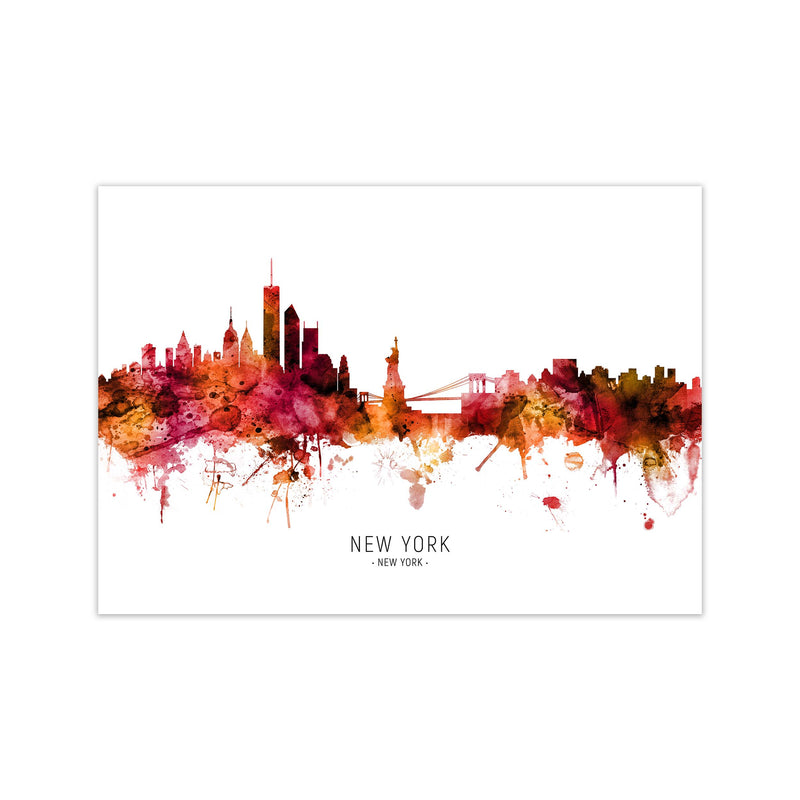 New York New York Skyline Red City Name  by Michael Tompsett Print Only