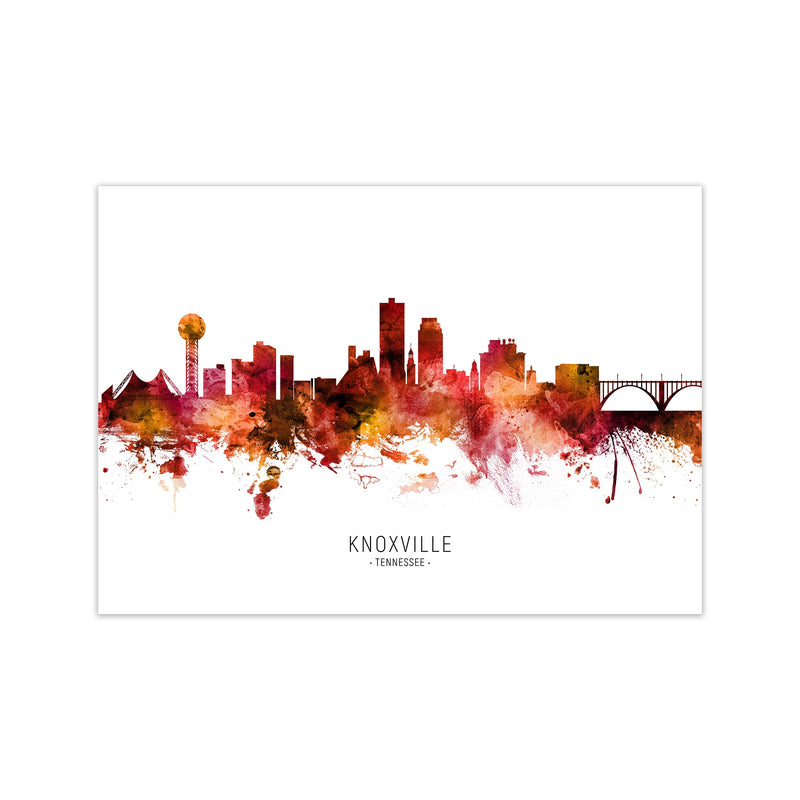 Knoxville Tennessee Skyline Red City Name  by Michael Tompsett Print Only