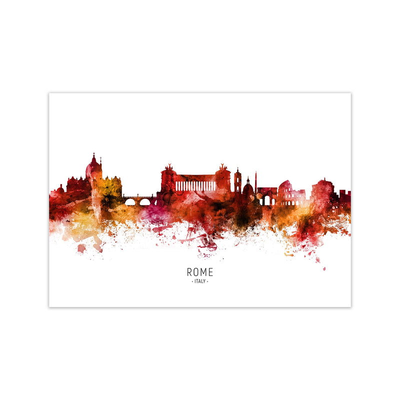 Rome Italy Skyline Red City Name Print by Michael Tompsett Print Only