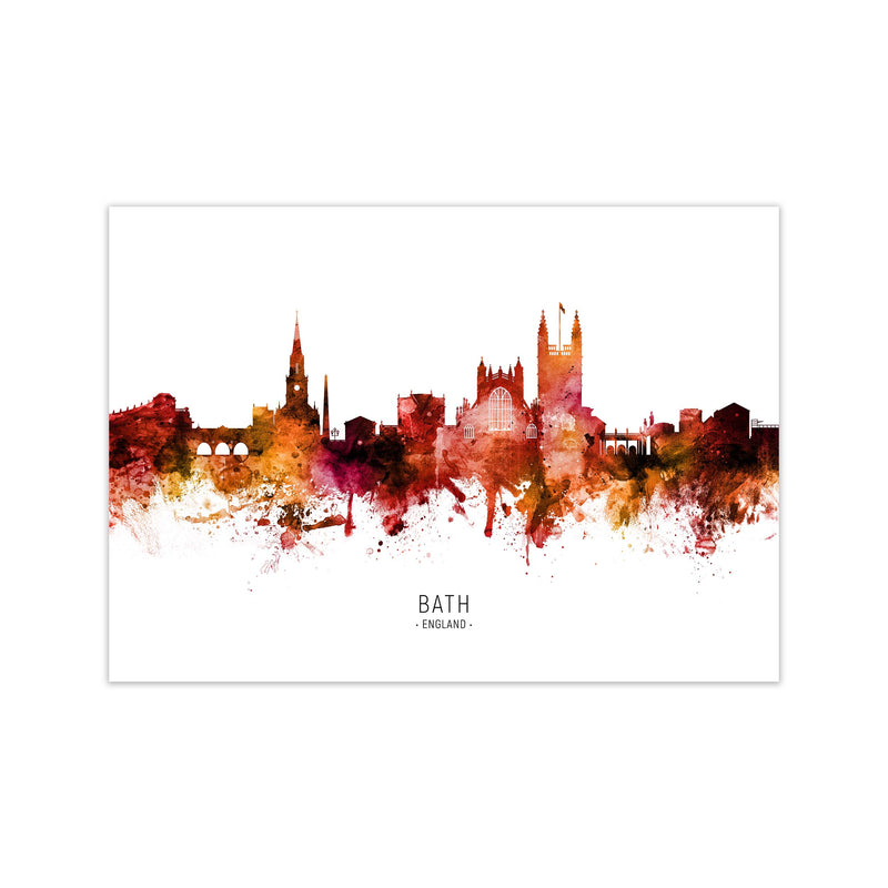 Bath England Skyline Red City Name Print by Michael Tompsett Print Only