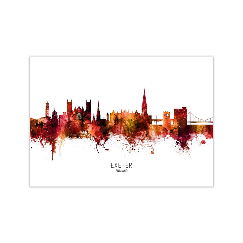 Exeter England Skyline Red City Name  by Michael Tompsett Print Only