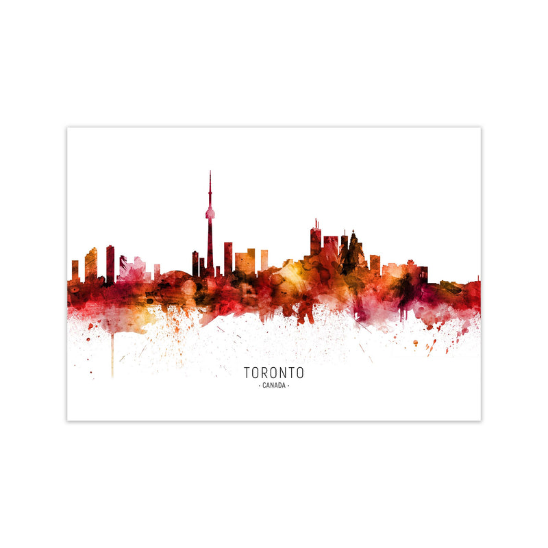 Toronto Canada Skyline Red City Name  by Michael Tompsett Print Only