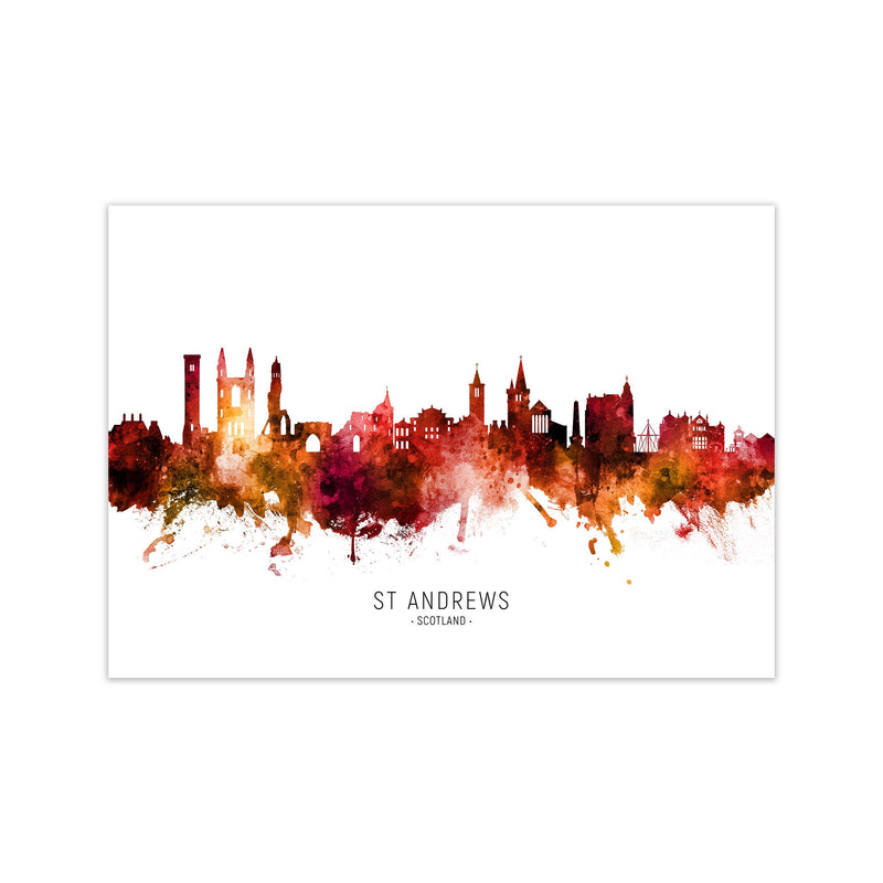 St Andrews Scotland Skyline Red City Name  by Michael Tompsett Print Only