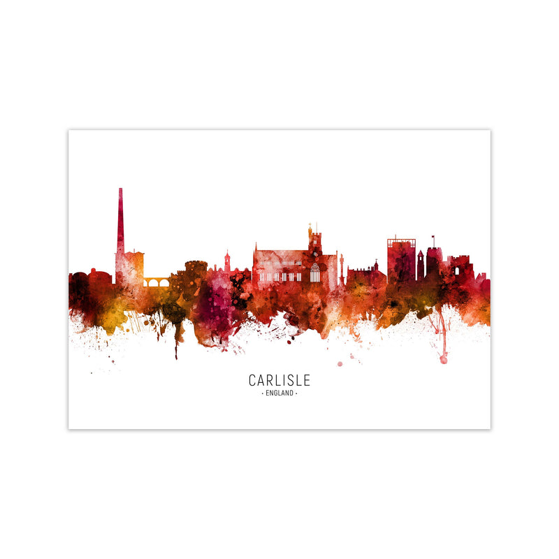Carlisle England Skyline Red City Name  by Michael Tompsett Print Only