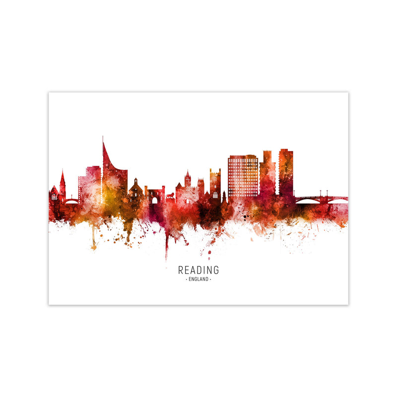 Reading England Skyline Red City Name  by Michael Tompsett Print Only
