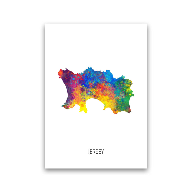 Jersey Watercolour Map Art Print by Michael Tompsett Print Only