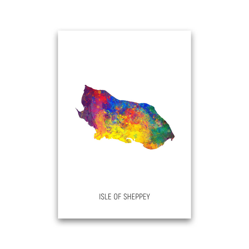 Isle Of Sheppey Watercolour Map Art Print by Michael Tompsett Print Only