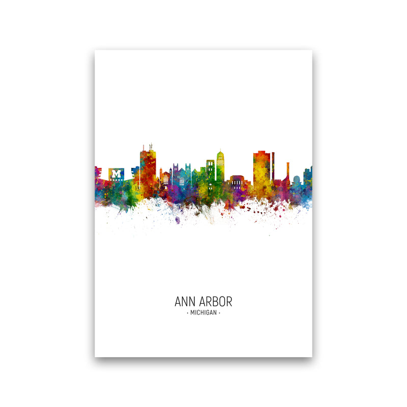 Ann Arbor Michigan Skyline Portrait Art Print by Michael Tompsett Print Only