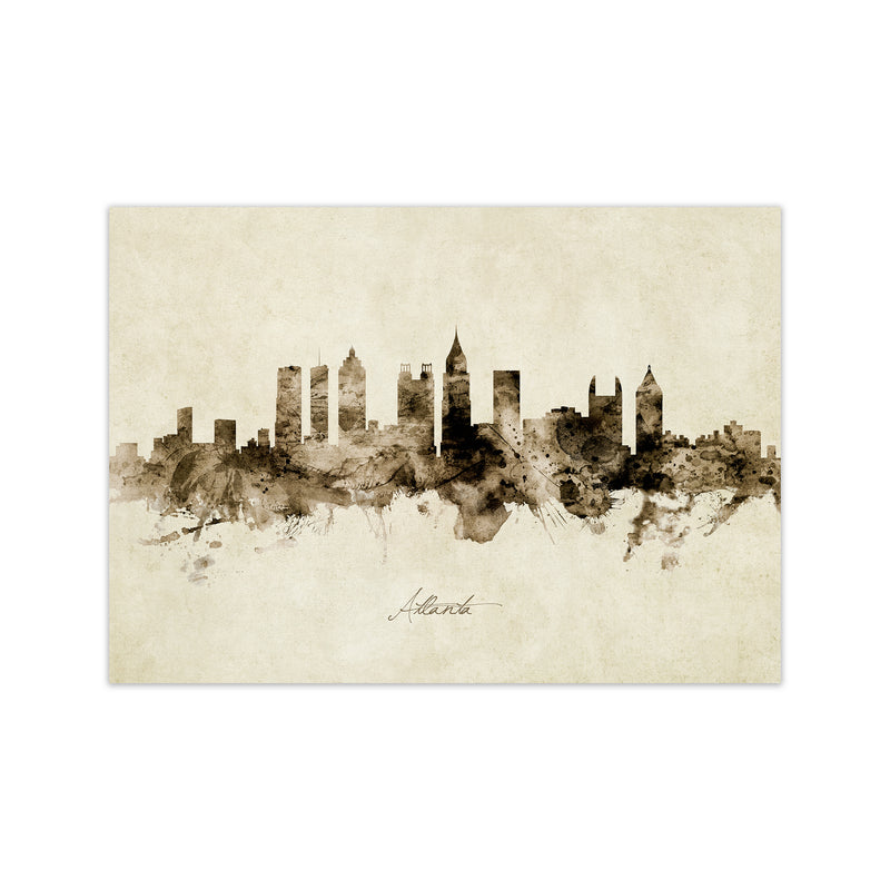 Atlanta Georgia Skyline Vintage Art Print by Michael Tompsett Print Only