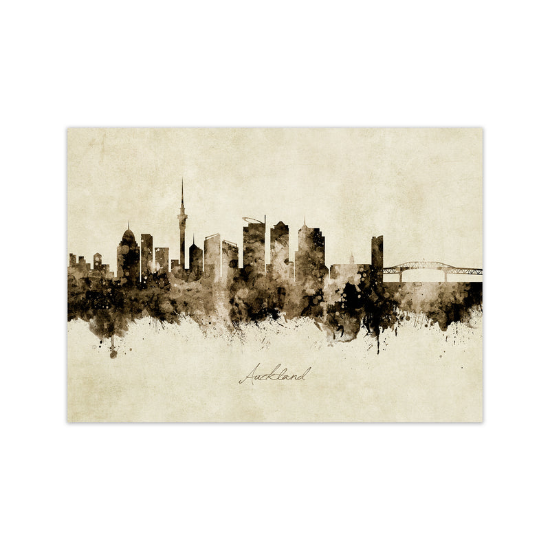 Auckland New Zealand Skyline Vintage Art Print by Michael Tompsett Print Only