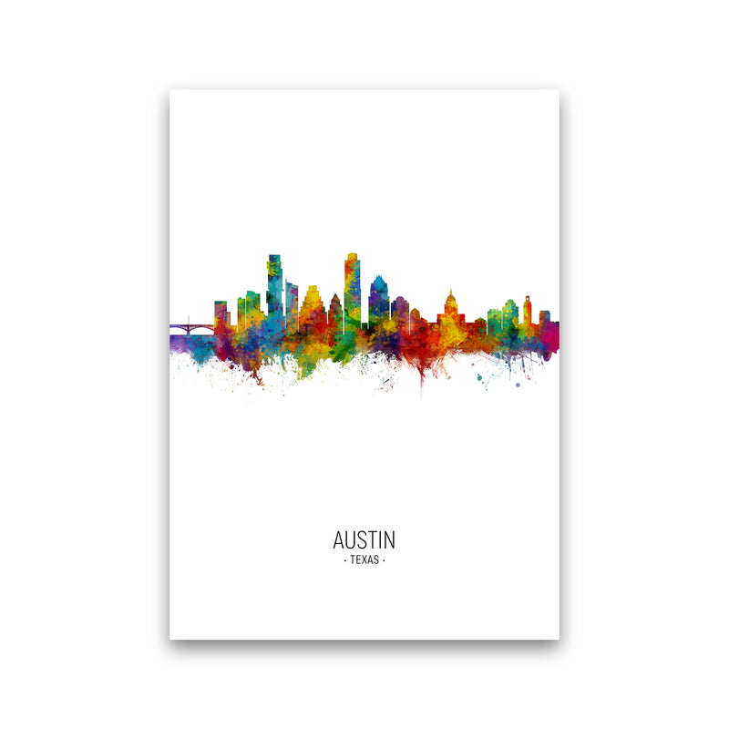 Austin Texas Skyline Portrait Art Print by Michael Tompsett Print Only