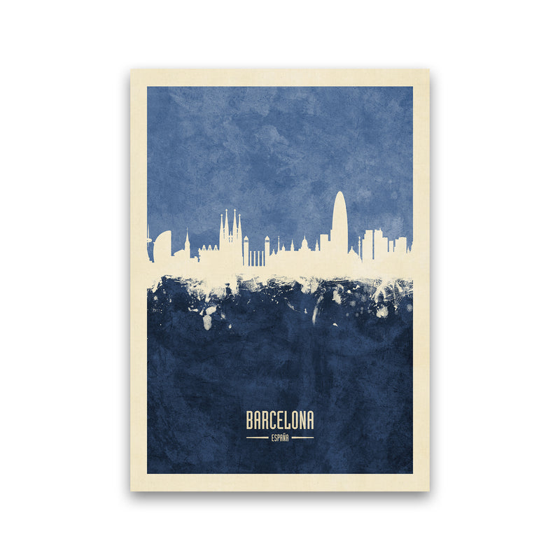 Barcelona Spain Skyline Portrait Navy Art Print by Michael Tompsett Print Only