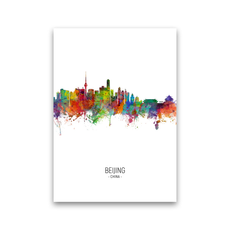 Beijing China Skyline Portrait Art Print by Michael Tompsett Print Only