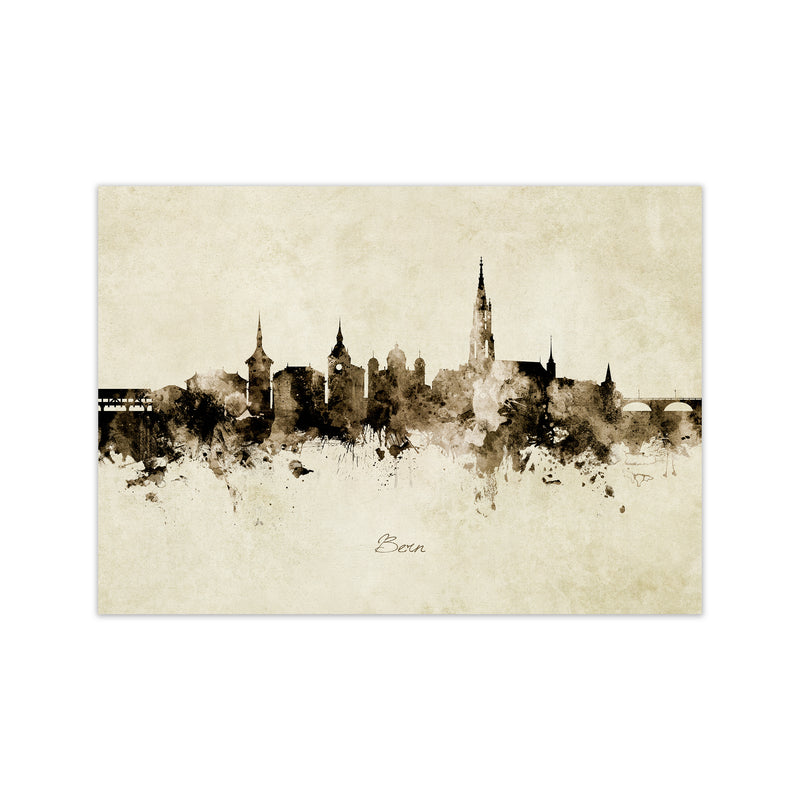 Bern Switzerland Skyline Vintage Art Print by Michael Tompsett Print Only